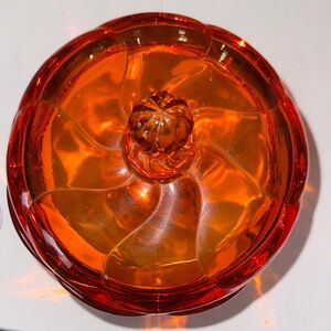 Vintage Viking Glass Persimmon Orange Twist Candy Dish Footed MCM